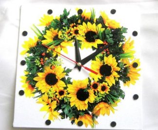 Ceas de perete cu flori de floarea soarelui 28472