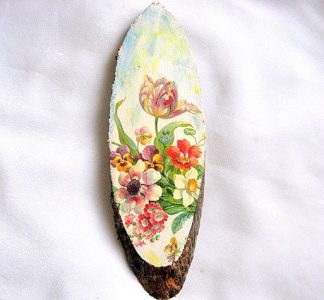Tablou pe lemn model de flori campenesti, tablou de perete lucrat manual 28556