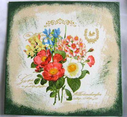 Flori campenesti culori pastelate pe fundal antichizat tablou panza 28856