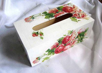 Cutie servetele hartie, cutie cu model de trandafiri rosii si roz 29344