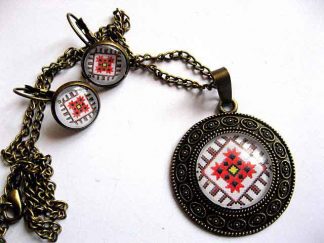 Set bijuterii maci stilizati, set motive traditionale romanesti 29470