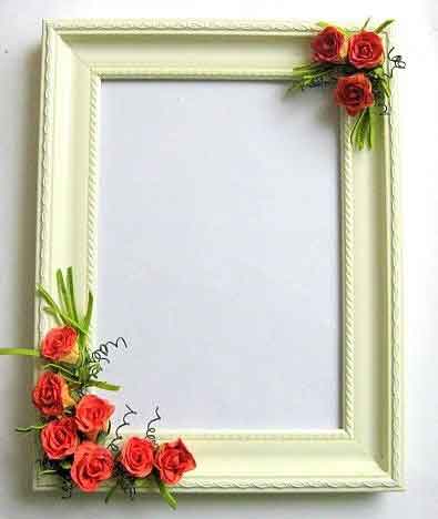 Rama cu trandafiri rosii de hartie, rama foto din lemn stil tablou 25413