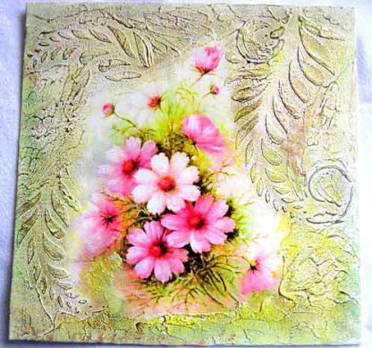 Tablou panza cu flori in culori pastelate, tablou handmade 29688
