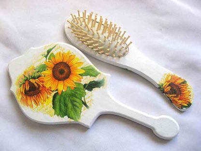 Set oglinda si perie par cu model de floarea soarelui, set femei 29806