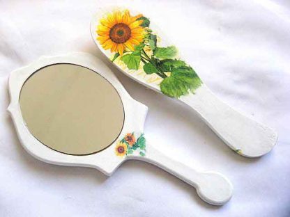 Set oglinda si perie par cu model de floarea soarelui, set femei 29806 poza a 2a