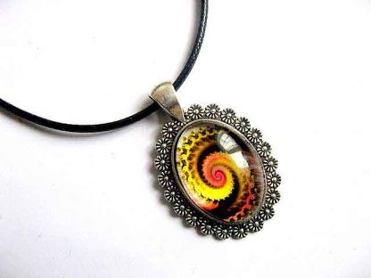 Colier design spirala galben, portocaliu si negru, bijuterie cadou femei 30048