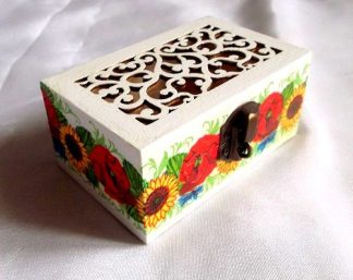 Cutie lemn cu capac ornamental si model floral, cutie model 31904 poza 1