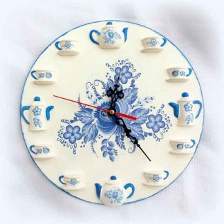 Ceas de perete flori albastre, ceas tehnica decupaj 120612 poza 1