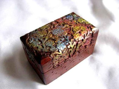 Cutie lemn sculptata cu model floral, cutie lemn 27957