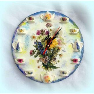 Ceas cu flori de levantica, maci, flori de musetel, albastrele, ceas perete 120709