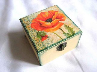 Cutie cu maci portocalii, cutie de lemn bijuterii 27769