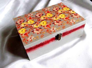 Cutie cu sertare detasabile si model floral, cutie lemn 32750