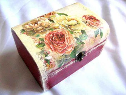 Cutie cu trandafiri portocalii si trandafiri galbeni, cutie lemn femei 27809