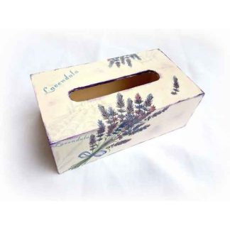Cutie de servetele cu buchete de levantica, cutie lemn servetele 122614