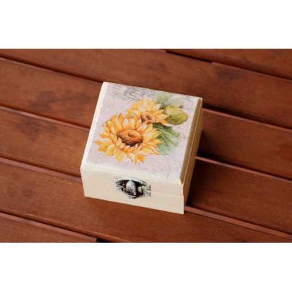 Cutiuta din lemn cu floarea soarelui, cutiuta decorata 8306