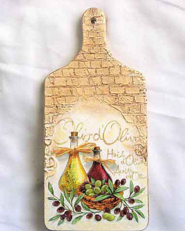 Tablou cu sticle cu ulei de masline si masline, tablou lemn bucatarie 29826