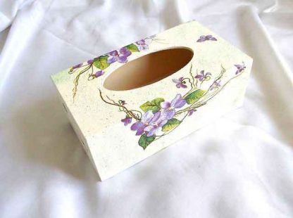 Cutie servetele design fluture si flori mov, cutie lemn servetele 32959