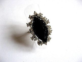 Inel cristale negre, inel reglabil femei 23027