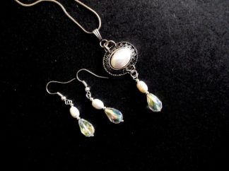 Perle naturale si cristale, set bijuterii 39050