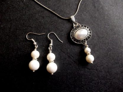 Set perle de mallorca si cristale, set bijuterii femei 39056