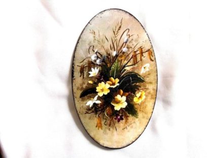 Tablou cu flori galbene, albe, mov si maro, tablou lemn 39501