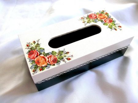 Cutie cu buchet de trandafiri portocalii, cutie servetele de hartie 39934