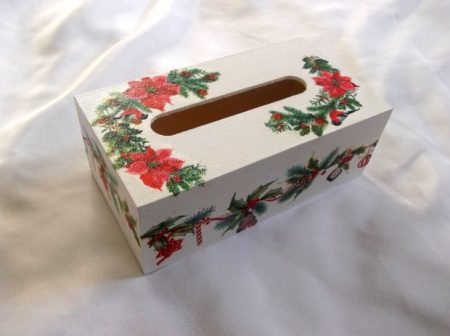 Cutie cu floarea Craciunului, cutie servetele de hartie 39913