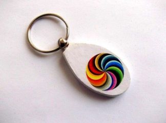 Breloc cu cerc sub forma de spirala multicolora, breloc pe lemn 38650