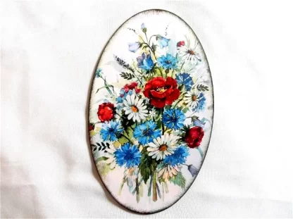 Tablou oval cu flori campenesti, tablou lucrat manual 41785