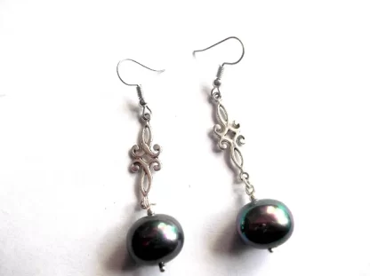 Cercei cu elemente decorative si perle naturale, cercei cadou femei 41950