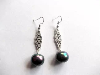Cercei perle naturale si elemente decorative, cercei cadou femei 41952