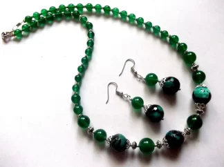 Set bijuterii culoare verde, set jad si agate verzi 41965