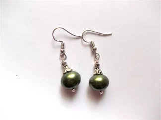 Cercei perle verzi naturale, cercei cadou 43442
