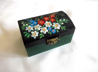 cutie lemn decorata cu flori colorate 43615
